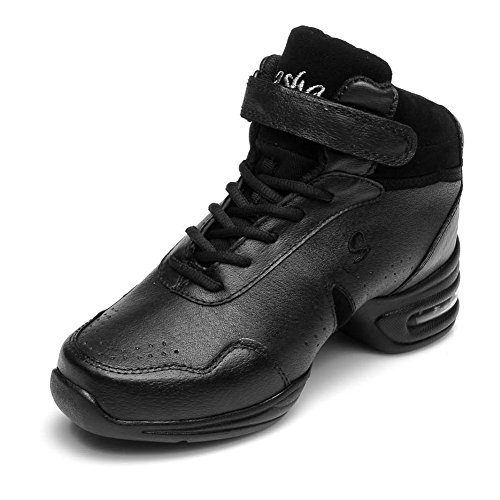 YKXLM Hombres&Mujeres Danza-zapatillas de deporte Zapatos de baile Calzado de Danza/Modernos de la danza del jazz,ESA-B51A,Negro,EU 38