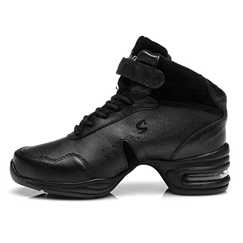 YKXLM Hombres&Mujeres Danza-zapatillas de deporte Zapatos de baile Calzado de Danza/Modernos de la danza del jazz,ESA-B51A,Negro,EU 38