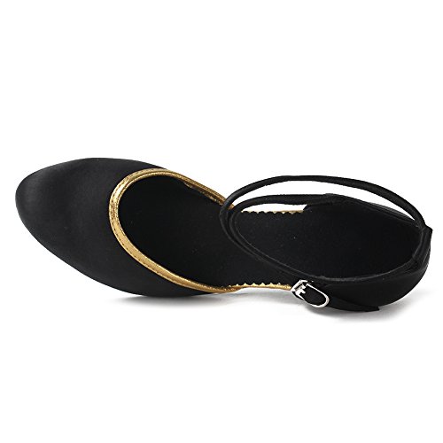YKXLM Mujeres&Niña Zapatos latinos de baile Zapatillas de baile de salón Salsa Performance Calzado de Danza,ESWXCL-7,Negro+Oro color,EU 39 YKXLM Mujeres&Niña Zapatos latinos de baile Zapatillas de baile de salón Salsa Performance Calzado de Danza,ESWXCL-7,Negro+Oro color,EU 39