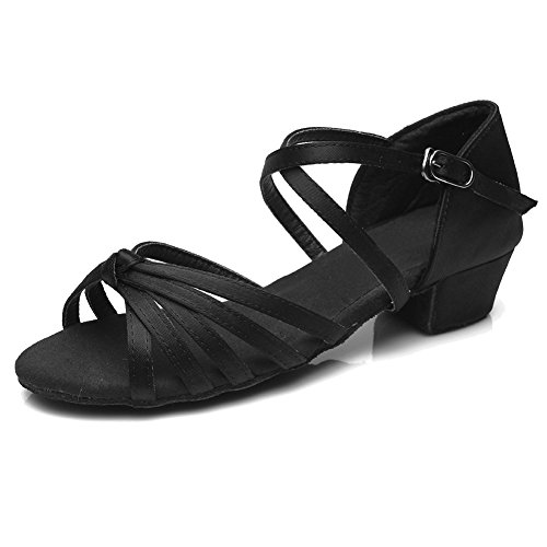 YKXLM Mujeres&Niña Zapatos latinos de baile Zapatillas de baile de salón Salsa Tango Performance Calzado de Danza,ES203,Negro,EU 38