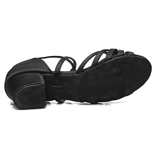 YKXLM Mujeres&Niña Zapatos latinos de baile Zapatillas de baile de salón Salsa Tango Performance Calzado de Danza,ES203,Negro,EU 38