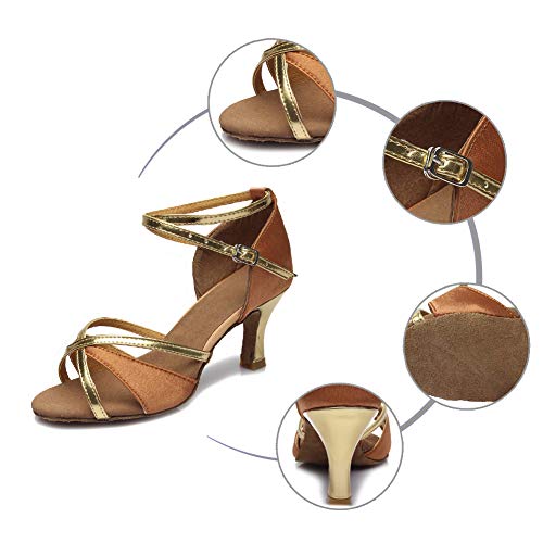 YKXLM Mujeres&Niña Zapatos latinos de baile Zapatillas de baile de salón Salsa Tango Performance Calzado de Danza,ES805-7,Marrón color,EU 36.5 YKXLM Mujeres&Niña Zapatos latinos de baile Zapatillas de baile de salón Salsa Tango Performance Calzado de Danza,ES805-7,Marrón color,EU 36.5