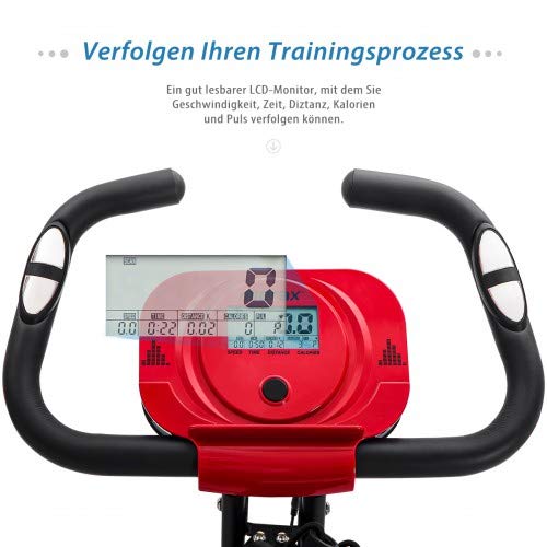 YL-Life - Bicicleta estática magnética plegable con sistema de entrenamiento y bandas elásticas para Cardio Workout Indoor Cycling ZDC-002