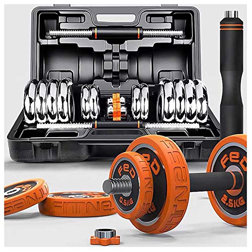 YLM 15 Kg de Carga Ajustable con Mancuernas de Fitness Peso Kit 2 en 1 Familia y Gimnasia Dedicado Dumbbell Set Barra Conjunto Mancuerna Dumbbell, Mancuerna Dama Mancuerna Hombres