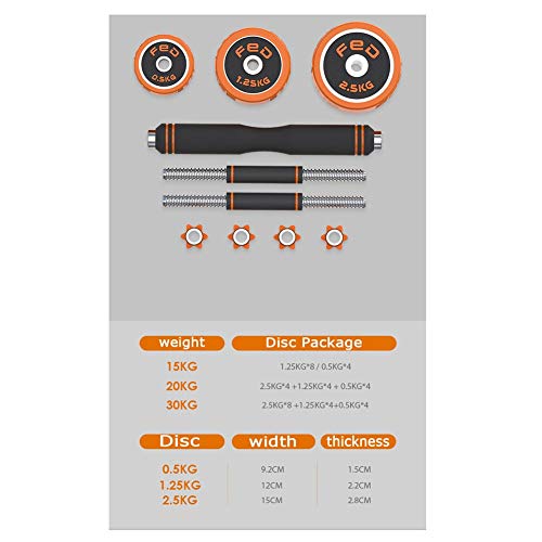 YLM 15 Kg de Carga Ajustable con Mancuernas de Fitness Peso Kit 2 en 1 Familia y Gimnasia Dedicado Dumbbell Set Barra Conjunto Mancuerna Dumbbell, Mancuerna Dama Mancuerna Hombres