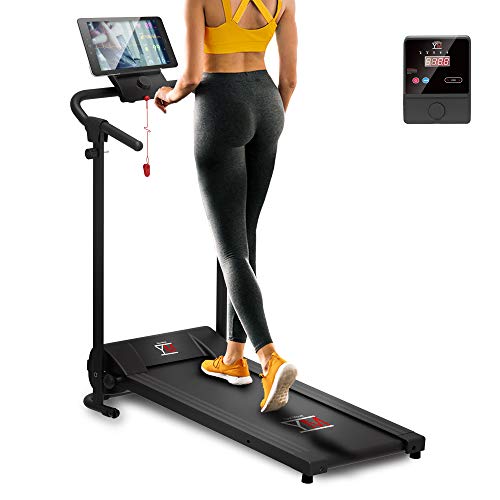 YM TAP100DIM - Cinta de correr eléctrica plegable, 10 km/h, control continuo de velocidad, soporte para tablet y smartphone, alfombra multicapa Maxi-Grip, ahorra espacio, 750 W (1800 W/2,5 HP pico)