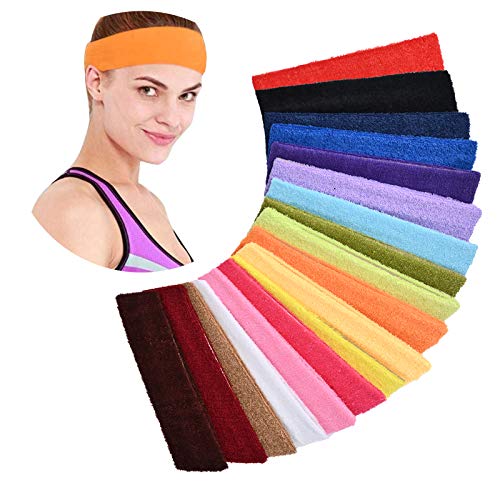 YMHPRIDE 18 piezas deportes Yoga diadema toalla sudor colorido diadema elástica Alice Band diadema para niñas damas