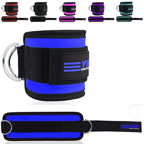 YNR 2PCS Tobillo Correas para Cable Máquinas Levantamiento de Pesas Gimnasio Fitness Entrenamiento Doble Anillo en D Neopreno Acolchado Puños Piernas,ABS y Glute Ejercicios con Bolsa Llevar Hombre