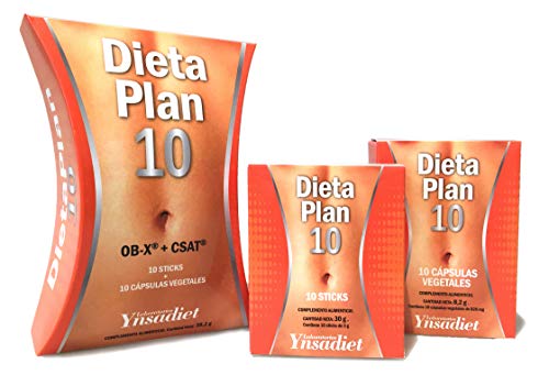 Ynsadiet - Dieta Plan 10 OB-X + CSAT, 10 cápsulas vegetales y 10 palitos