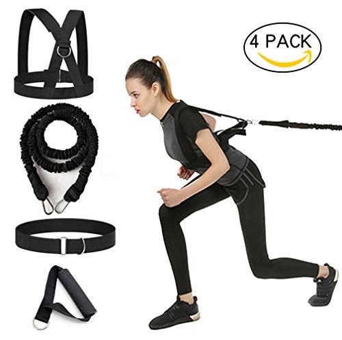 YNXing Juego de Cables de Resistencia elástica de 4 Piezas, Ideal para Taekwondo, fútbol, Baloncesto, esgrima, Movimiento Lateral, Entrenamiento de Velocidad y sobrevelocidad (9.8FT-Red)