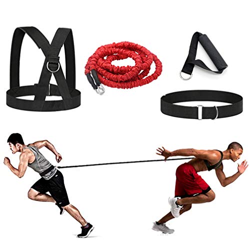 YNXing Juego de Cables de Resistencia elástica de 4 Piezas, Ideal para Taekwondo, fútbol, Baloncesto, esgrima, Movimiento Lateral, Entrenamiento de Velocidad y sobrevelocidad (9.8FT-Red)