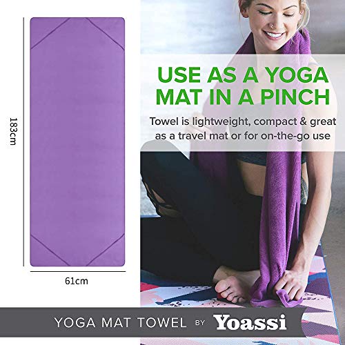 Yoassi - Toalla de microfibra antideslizante para yoga, higiénica y súper absorbente, de 183 x 61 cm