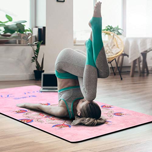 YOGA MAT impresión de Gran de Hot Yoga Pilates Ejercicio Antideslizante Incluye Bolsa de Transporte con Correa de 8 mm de Espesor