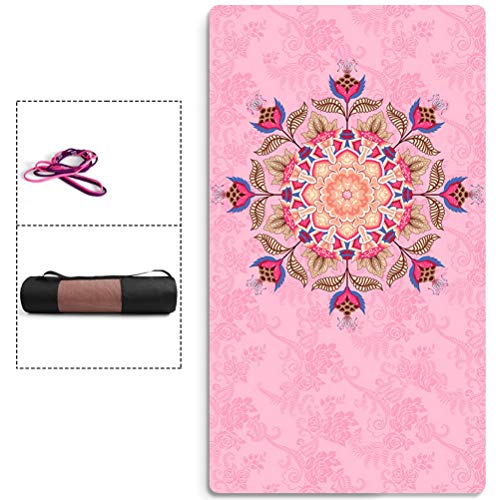 YOGA MAT impresión de Gran de Hot Yoga Pilates Ejercicio Antideslizante Incluye Bolsa de Transporte con Correa de 8 mm de Espesor