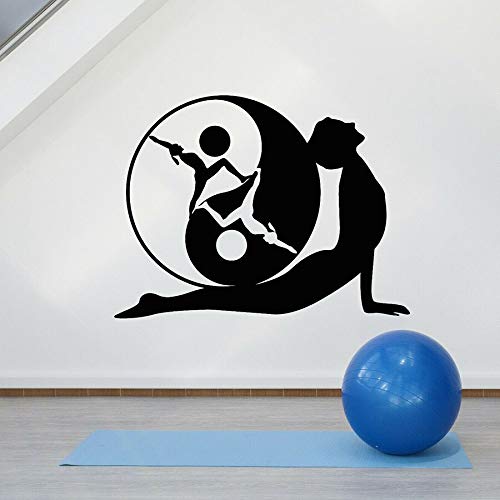 Yoga Pose pared calcomanía Yin Yang símbolo sala de meditación Zen vinilo ventana vidrio pegatina dormitorio gimnasio decoración Interior Mural