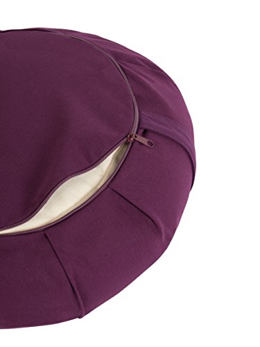 Yoga Studio YS/EU CRES/Cushion/L European Organic Crescent Zafu – 42 x 13 x 18 cm Puf de meditación con Funda de algodón, Casco de Trigo sarraceno. Accesorios Yoga-Lila, Unisex, Normal