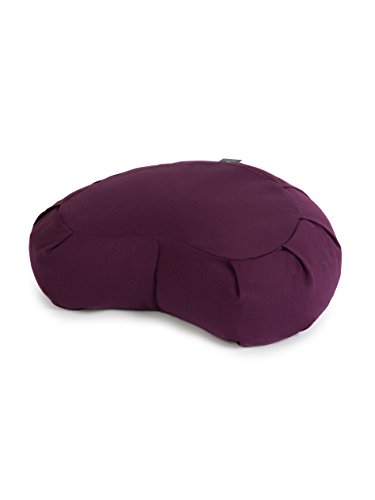 Yoga Studio YS/EU CRES/Cushion/L European Organic Crescent Zafu – 42 x 13 x 18 cm Puf de meditación con Funda de algodón, Casco de Trigo sarraceno. Accesorios Yoga-Lila, Unisex, Normal