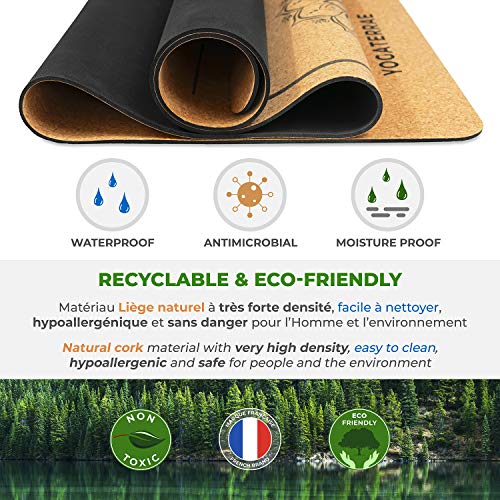 YOGATERRAE Esterilla de Yoga de Corcho Natural y Caucho Natural Antideslizante Gruesa, Sistema de Alineación Original, Dimensiones Óptimas 183×66×0,5cm + Correa de Transporte y Estiramientos YOGATERRAE Esterilla de Yoga de Corcho Natural y Caucho Natural Antideslizante Gruesa, Sistema de Alineación Original, Dimensiones Óptimas 183×66×0,5cm + Correa de Transporte y Estiramientos