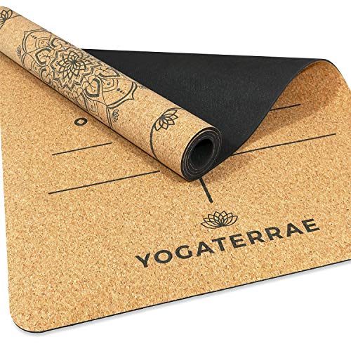 YOGATERRAE Esterilla de Yoga de Corcho Natural y Caucho Natural Antideslizante Gruesa, Sistema de Alineación Original, Dimensiones Óptimas 183×66×0,5cm + Correa de Transporte y Estiramientos YOGATERRAE Esterilla de Yoga de Corcho Natural y Caucho Natural Antideslizante Gruesa, Sistema de Alineación Original, Dimensiones Óptimas 183×66×0,5cm + Correa de Transporte y Estiramientos
