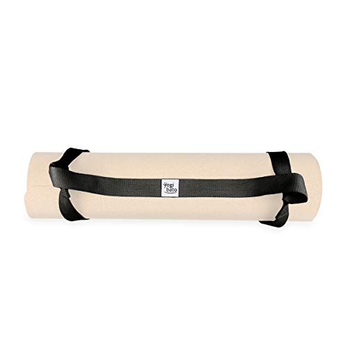 Yogibato Correa de Transporte para Esterillas de Yoga – Agarres Ajustables para Todos los tamaños – 100% Algodón – Correa para Esterillas Fitness y de Gimnasio (Esterilla no incluida) - Negro