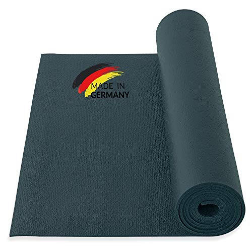 Yogibato Esterilla de Yoga Studio de PVC – Certificado Oeko-Tex 100 – Fabricado en Alemania – Antideslizante y Duradera – Colchoneta para Gimnasia Pilates Fitness [183x60x0,45cm] – Azul Grisáceo