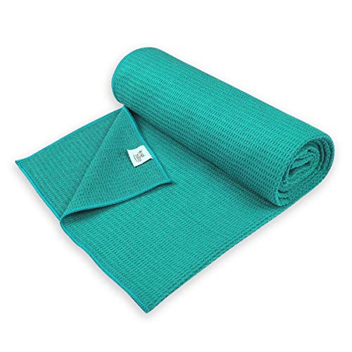 Yogibato Toalla de Yoga – Antideslizante y de Secado rápido – Toalla para Pilates Antideslizante – Toalla Antideslizante para Bikram y Hot Yoga – [183 x 61 cm] - Turquesa