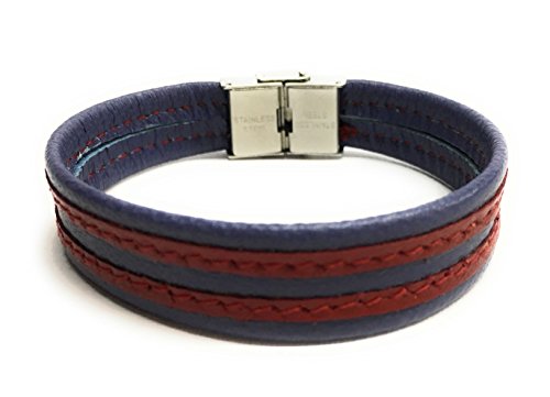 YOJAN PIEL - Pulsera de Cuero Azulgrana (Medida Ajustable) | Complementos de Moda Unisex para Hombres y Mujeres de Estilo Atemporal y Elegante | Regalos Originales y Exclusivos YOJAN PIEL - Pulsera de Cuero Azulgrana (Medida Ajustable) | Complementos de Moda Unisex para Hombres y Mujeres de Estilo Atemporal y Elegante | Regalos Originales y Exclusivos
