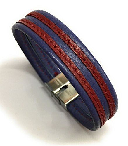 YOJAN PIEL - Pulsera de Cuero Azulgrana (Medida Ajustable) | Complementos de Moda Unisex para Hombres y Mujeres de Estilo Atemporal y Elegante | Regalos Originales y Exclusivos YOJAN PIEL - Pulsera de Cuero Azulgrana (Medida Ajustable) | Complementos de Moda Unisex para Hombres y Mujeres de Estilo Atemporal y Elegante | Regalos Originales y Exclusivos