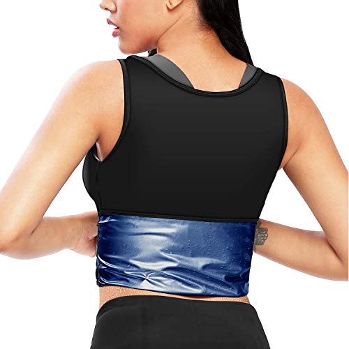 Yokald Faja Reductora Adelgazante Abdominal Mujer polímero Camiseta Sudoración Compresión de Sauna Chaleco para Pérdida de Peso con Quema Grasa Deportivo (Negro, L)