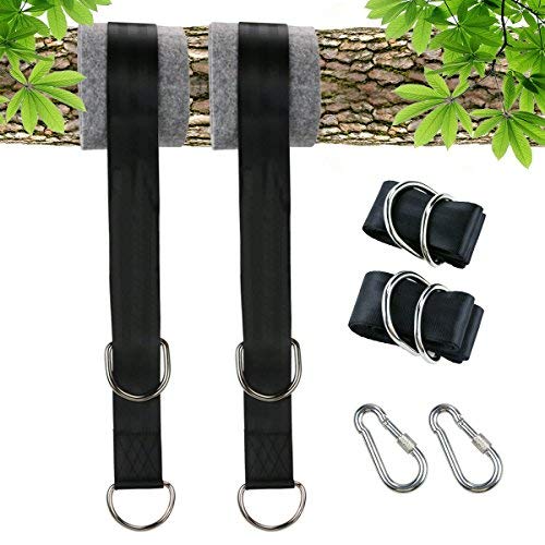 Yokunat 2 Pcs Correas de Hamacas Correas de Sujeción Cinturón 150cm Carga de 550kg Cada Correa para Columpio de Arbol con Mosquetón, Tela de Protección de Arboles para Camping Columpios Hamacas Yoga.