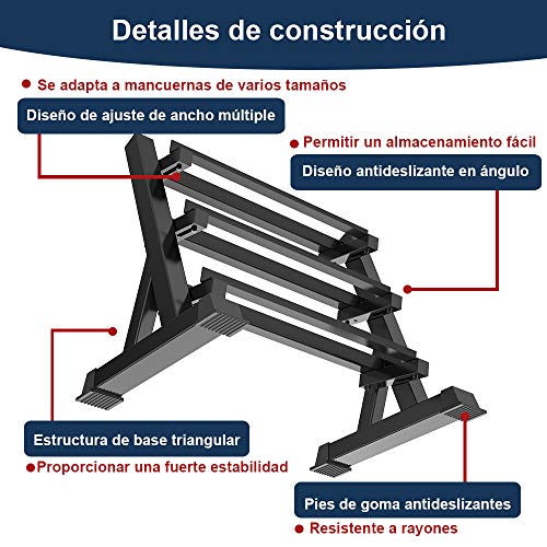 YOLEO Mancuernas Estante Soporte Equipamiento Soporte para Mancuernas de 3 nivelesDeportivo de Interior Fitness en casa para Hombres Equipo de Gimnasio Soporte de Rack Solo Vende estanterías