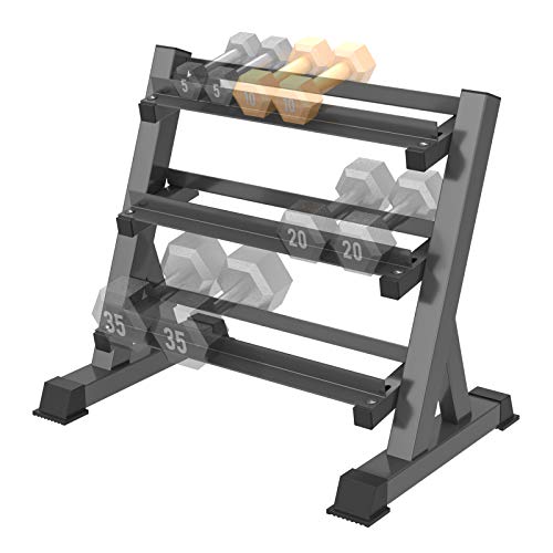 YOLEO Mancuernas Estante Soporte Equipamiento Soporte para Mancuernas de 3 nivelesDeportivo de Interior Fitness en casa para Hombres Equipo de Gimnasio Soporte de Rack Solo Vende estanterías