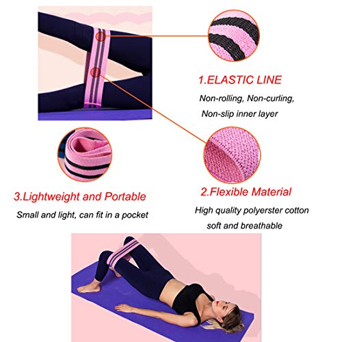 Yolistar Bandas Elasticas Fitness 3 PCS, 1 Gluteos Banda de Resistencia y Cintas Elasticas Fitness con 2 Niveles de Resistencia, para Yoga, Pilates, Estiramientos, Entrenamiento de Fuerz