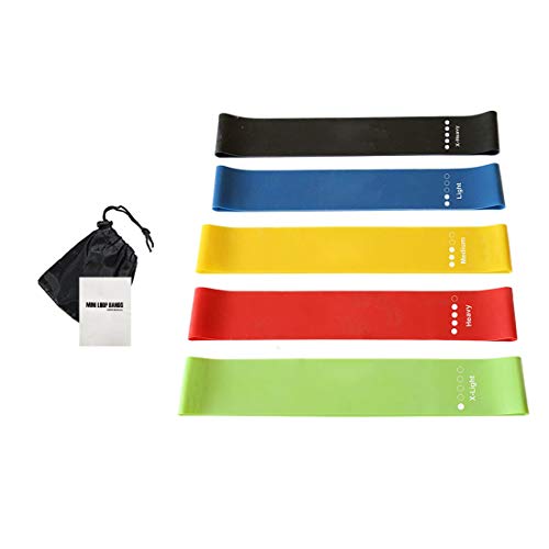 Yolistar Bandas Elásticas Fitness, Set de 5 Cintas Elásticas con Guía de Ejercicios y Bolsa Almacenamiento, Bandas de Resistencia para Yoga, Crossfit, Entrenamiento de Fuerza, Pilates, Fisioterapia