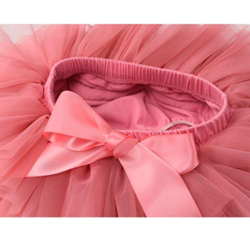 YONKINY Tulle Ballet Tutu Corta para Niñas+Venda Falda Capas Tul De Volantes Princesa para Danza Fiesta Boda Cumpleaños Fotografía (Rosa Oscuro, Talla L para 1-2 años)