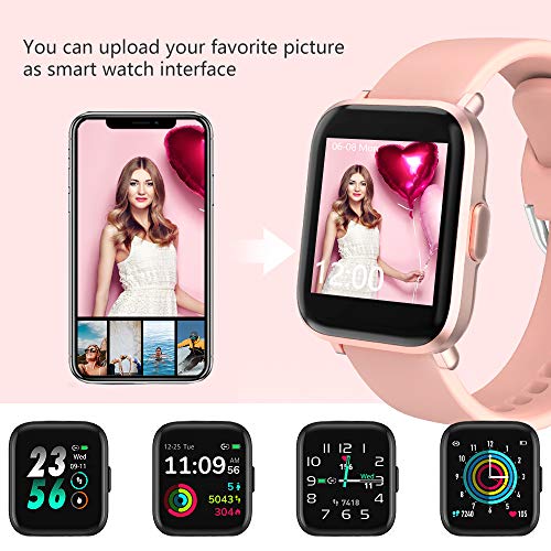 YONMIG Smartwatch, Reloj Inteligente Mujer Hombre con Oxigeno(SpO2), Pulsera Actividad Inteligente Impermeable 5ATM con Brújula Monitor de Sueño Contador Caloría Pulsómetros para Android y iOS (Rosa)