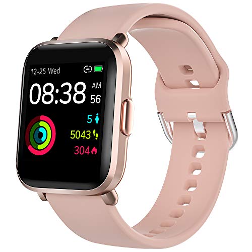YONMIG Smartwatch, Reloj Inteligente Mujer Hombre con Oxigeno(SpO2), Pulsera Actividad Inteligente Impermeable 5ATM con Brújula Monitor de Sueño Contador Caloría Pulsómetros para Android y iOS (Rosa)