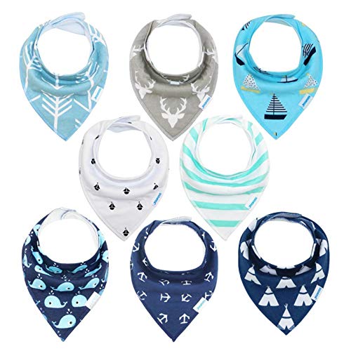 Yoofoss Baberos Bandana Bebé, Baberos Absorbente y Suave de Algodón Orgánico Baberos Bebé Recien Nacidos y Niños Entre 1-3 Años (Muchachos)