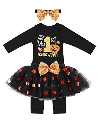 YOOJIA Conjunto de Halloween para Bebe Niña Vestido de Halloween Niñas my First Halloween Conjunto de Ropa Vestido Calabaza de Lunares Disfraz para Fiesta Negro 9-12 Months YOOJIA Conjunto de Halloween para Bebe Niña Vestido de Halloween Niñas my First Halloween Conjunto de Ropa Vestido Calabaza de Lunares Disfraz para Fiesta Negro 9-12 Months