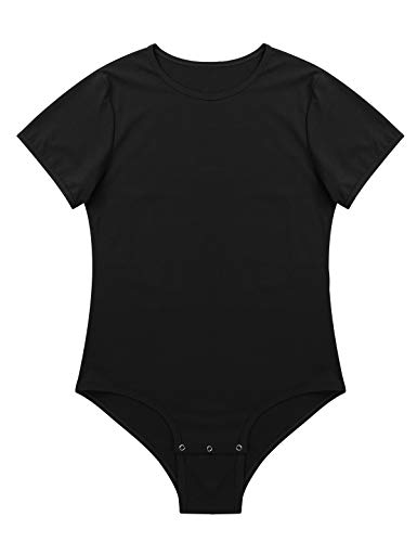 YOOJIA Hombre Mameluco Deportivo Bodysuit Básico Leotardo Gimnasia Mono Corto Slim Fitness Maillot de Danza Baile Negro Large