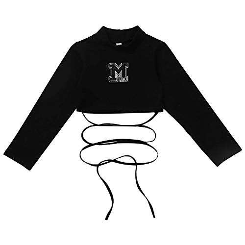 YOOJIA Top Corto Deportivo para Danza Moderna de Jazz para NiƱas Camiseta con Manga Larga para Princesa Crop Top con Cintura de Moda Negro 4-5 aƱos YOOJIA Top Corto Deportivo para Danza Moderna de Jazz para NiƱas Camiseta con Manga Larga para Princesa Crop Top con Cintura de Moda Negro 4-5 aƱos