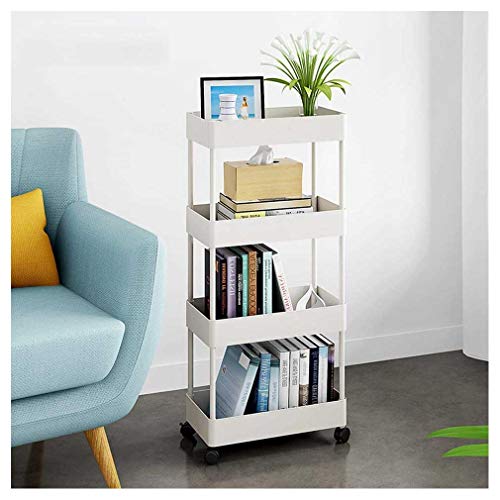 YOOKEA Carro de Almacenamiento de 4 Niveles con Ruedas, Estanteria de Almacenamiento Mejorado para Baño, Cocina, Oficina, Dormitorio, Blanco YOOKEA Carro de Almacenamiento de 4 Niveles con Ruedas, Estanteria de Almacenamiento Mejorado para Baño, Cocina, Oficina, Dormitorio, Blanco