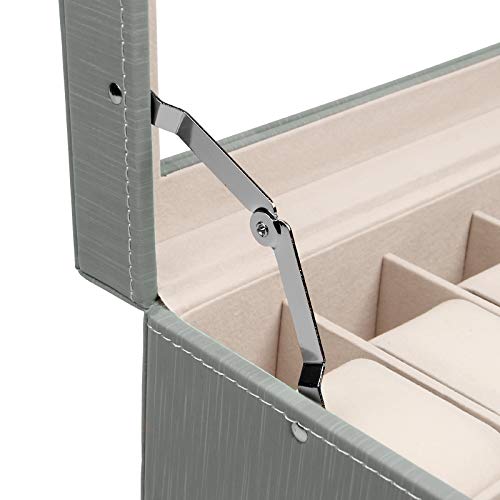 Yorbay 3 en 1 Caja para Relojes + Caja para Gafas + Caja de Joyas con 2 Capas para Pendientes, Collares, Pulseras Joyero Reutilizable (Gris) Yorbay 3 en 1 Caja para Relojes + Caja para Gafas + Caja de Joyas con 2 Capas para Pendientes, Collares, Pulseras Joyero Reutilizable (Gris)