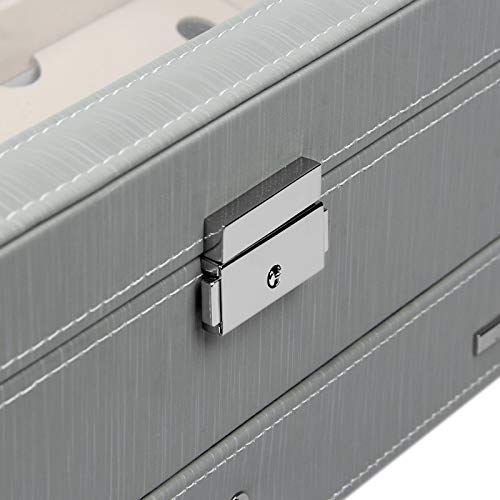 Yorbay 3 en 1 Caja para Relojes + Caja para Gafas + Caja de Joyas con 2 Capas para Pendientes, Collares, Pulseras Joyero Reutilizable (Gris) Yorbay 3 en 1 Caja para Relojes + Caja para Gafas + Caja de Joyas con 2 Capas para Pendientes, Collares, Pulseras Joyero Reutilizable (Gris)