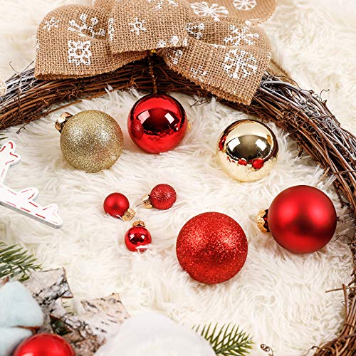 Yorbay Bolas de Árbol de Navidad 44Pcs, Adornos de Navidad Decoracion Arboles de Navidad Bolas de Cristal, Rojas y Doradas, Regalos de Colgantes de Navidad
