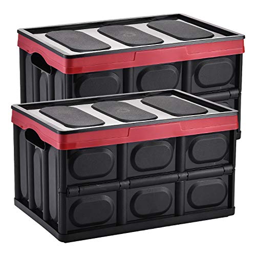 Yorbay Cajas de Almacenamiento Plegables de Plástico, 2 Unidades Cubos de almacenaje con Tapa (Negro, 55L) Yorbay Cajas de Almacenamiento Plegables de Plástico, 2 Unidades Cubos de almacenaje con Tapa (Negro, 55L)