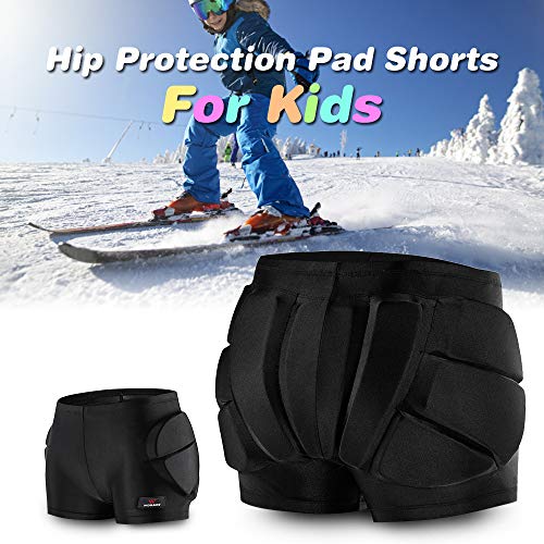 yorten Pantalones Cortos de Patinaje artístico 3D para Niños - Proteger la Cadera, la Cola y el Trasero para Patinar y Esquí y Snowboard (Talla L)