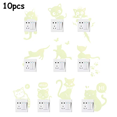Yosemy Pegatinas para Interruptores 10pcs Creativo Luminosa Pegatina Pared Gato Fluorescente Pegatinas del Interruptor de la Pared Decoración de la Habitación Yosemy Pegatinas para Interruptores 10pcs Creativo Luminosa Pegatina Pared Gato Fluorescente Pegatinas del Interruptor de la Pared Decoración de la Habitación