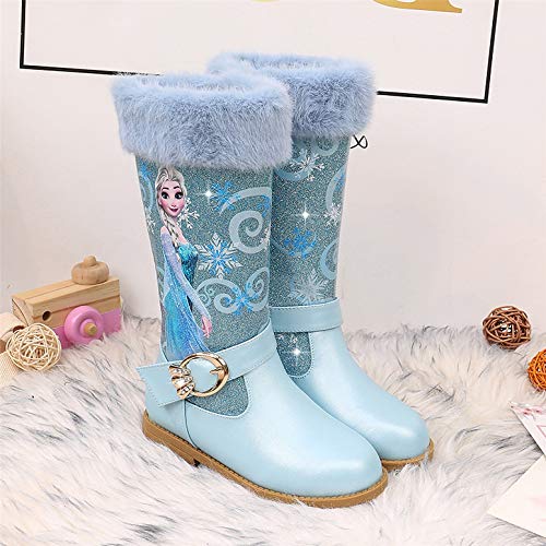 YOSICIL Botas de Nieve Zapatos de Princesa para Niñas Botas Elsa Botas de Invierno Felpa con Forro Cálido Botas Antideslizantes Disfraces de Reina de Hielo Carnaval EU27-36