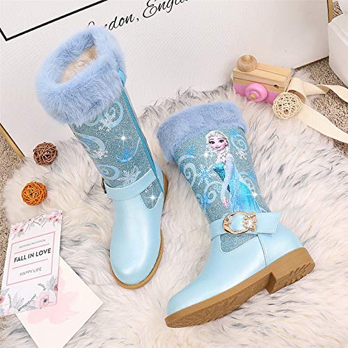 YOSICIL Botas de Nieve Zapatos de Princesa para Niñas Botas Elsa Botas de Invierno Felpa con Forro Cálido Botas Antideslizantes Disfraces de Reina de Hielo Carnaval EU27-36